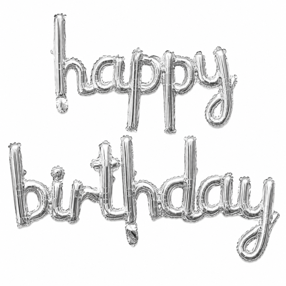 Гирлянда фольгированная Happy Birthday серебряная, воздушные шарики слим буквы на день рождения Киев - изображение 3