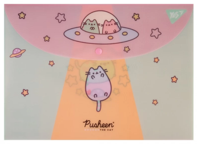 Папка-конверт на кнопці А4 "Yes" Pusheen глітерний пластик, 492192, шт Київ - фото 1