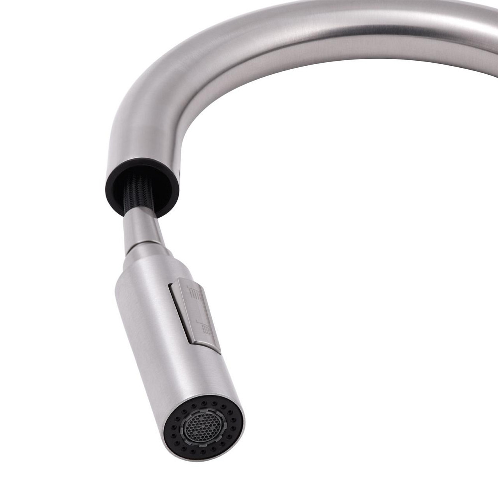 Смеситель для кухни Qtap Lenicka с выдвижным изливом QTLEN9138103UN Brushed Nickel PVD Киев - изображение 5