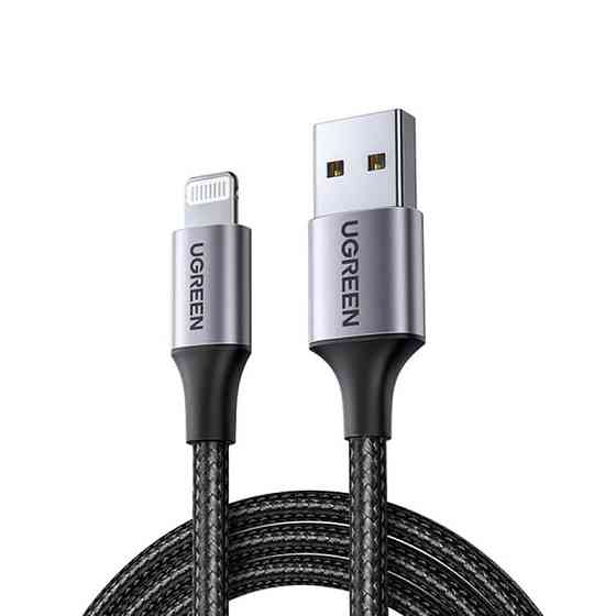 Кабель USB 2.0 AM-Lightning M, 1 м, 2.4A, Чорний, US199 UGREEN Вінниця