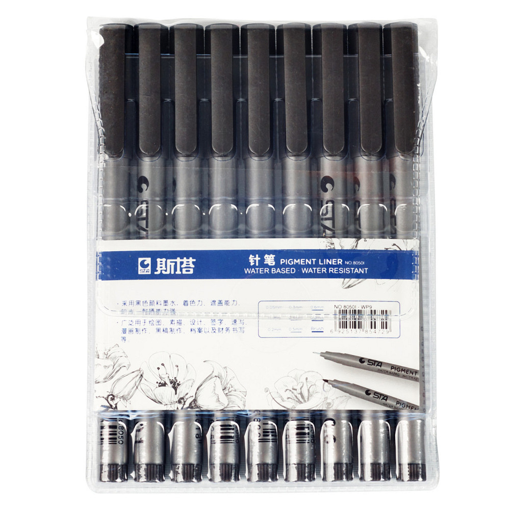 Большой набор разноцветных линеров в металлическом кейсе Fineliner 102 шт 0.4 мм и Набор черных линеров 9 шт Каменец-Подольский - изображение 3