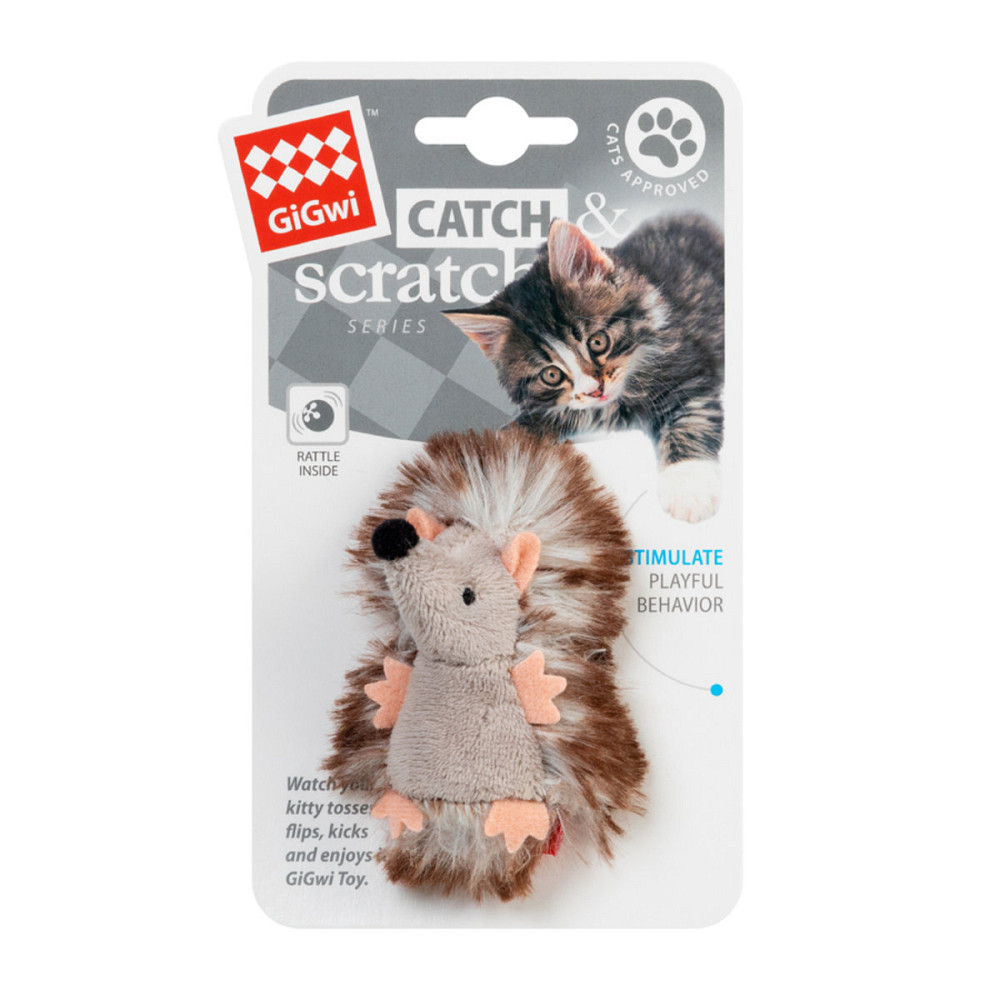 Игрушка для кошек Ёжик с погремушкой GiGwi Catch&scratch, плюш, искусственный мех, 7 см Киев - изображение 2