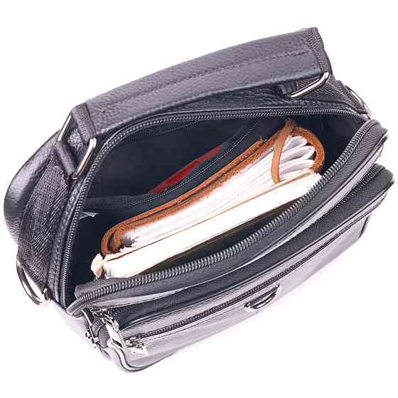 Якісна чоловіча сумка з натуральної шкіри 21278 Vintage Чорна Київ