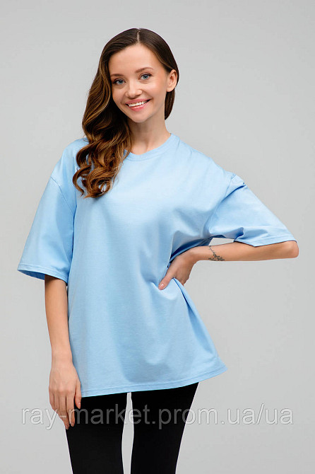 Футболка оверсайз RAY OVERSIZE женская голубая (U0104W-Sky Blue) Киев - изображение 3