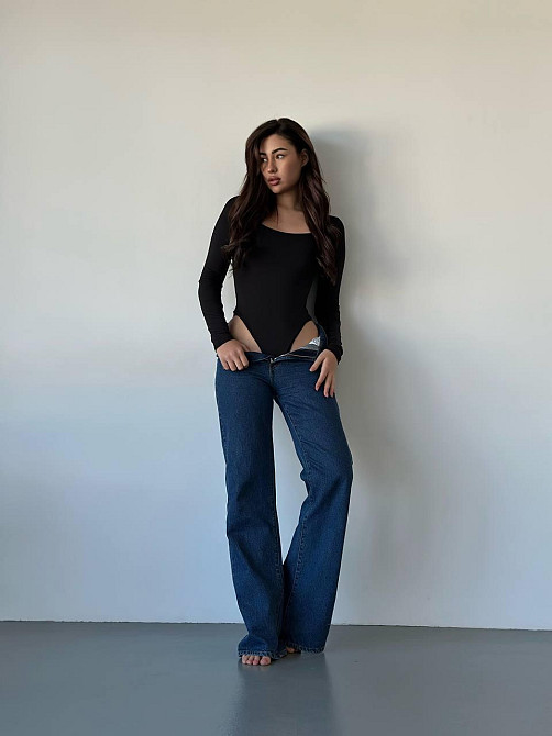 Женский базовый боди с длинным рукавом микродайвинг Черный Одесса - изображение 4