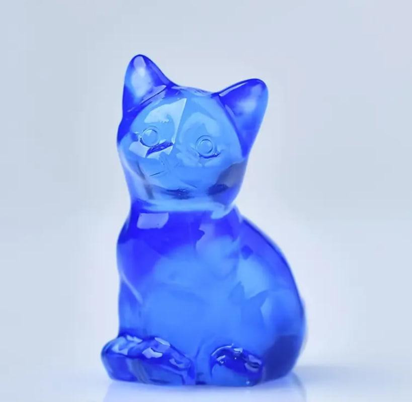Фигурка кота из натурального голубого камня опала 35 мм. Киев - изображение 1