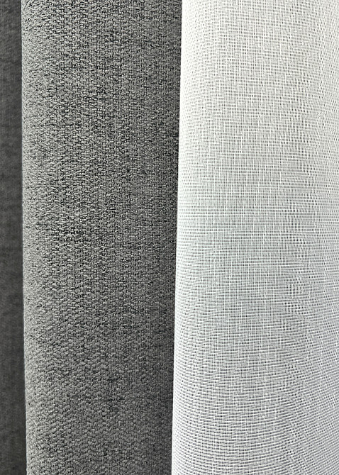 Комплект штор VR-Textil TWEED_V 100х270 2шт и Тюль 300х270 1918ш-1153т Серый с белым 71-148/1 Киев - изображение 5