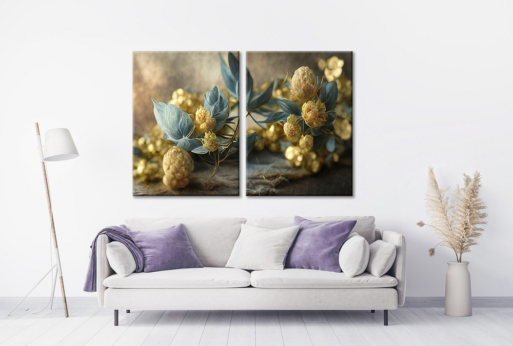 Модульна картина у вітальню/ спальню  Синьо-Жовтий хміль    TLV-2_140 120х170 см Київ - фото 2