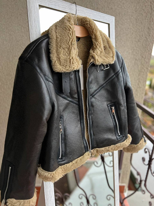 Дублянка жіноча Aftf Basic 2407 коротка блискавка з хутром екозамша темно коричнева, темно-коричневий, M Київ - фото 11