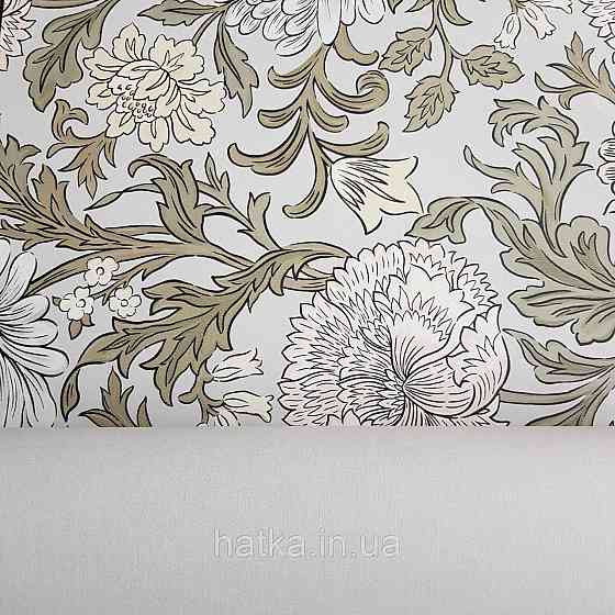 Обои флизелиновые эко Rasch Salisbury 0.53х10 цветы крупные белые желтые розовые на светло сером Киев
