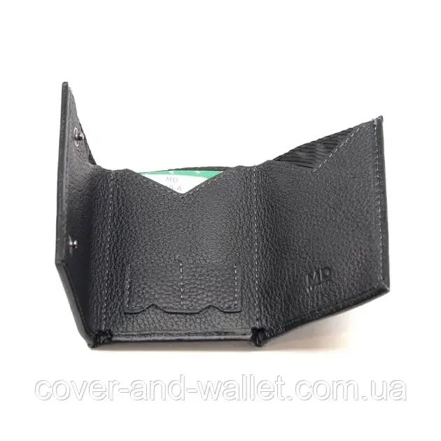 Черный мужской маленький бумажник из натуральной кожи MD 610 Киев - изображение 9