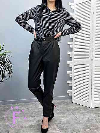 Прямі брюки з екошкіри "Arden" оптом | Розпродаж моделі 44, Чорний Київ