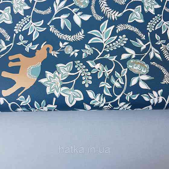 Шпалери вінілові на флізелін Caselio Mystery 0.53х10 м дитячі яскраві квіти білі зелені слони золотом на Київ