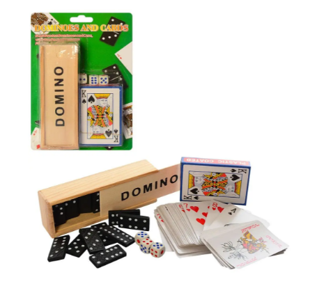 Доміно DM25547-7 дерев., 2 в 1 (карти, кубики), дерев. пенал, лист, 14,5-21-3 см., шт Київ - фото 1