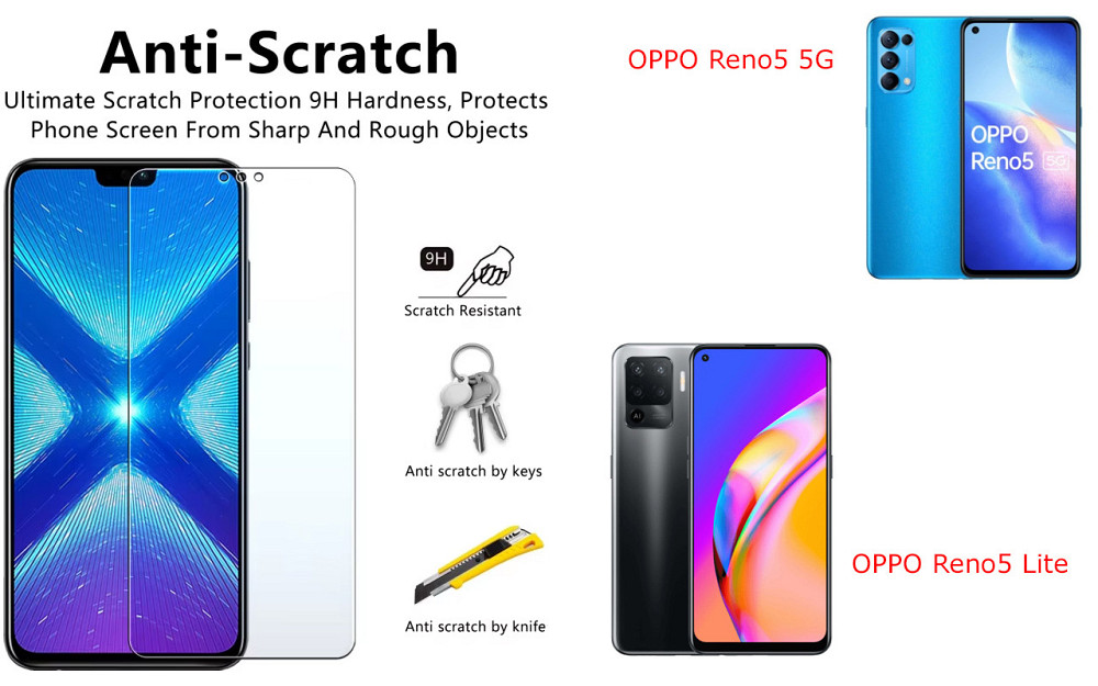 Захисне скло NeoGlass для OPPO Reno5 5G, OPPO Reno5 Lite – надпрозоре та стійке Київ - фото 1