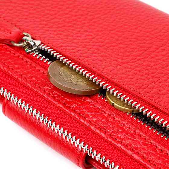 Місткий жіночий гаманець з блоком для карт та документів з натуральної шкіри Tony Bellucci 21956 Червоний Київ