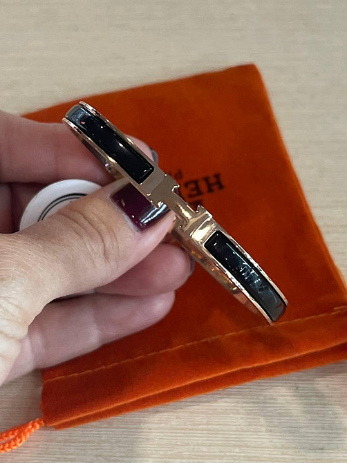 Браслет Hermes / Ермес чорний браслет - емаль, позолота 18 К Одеса - фото 2