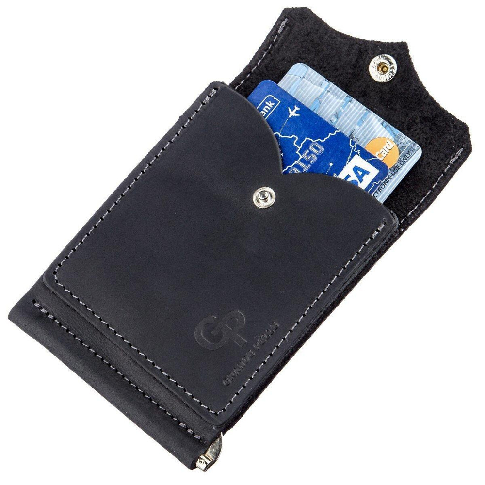 Компактный зажим для денег GRANDE PELLE 11196 Черный Киев - изображение 3