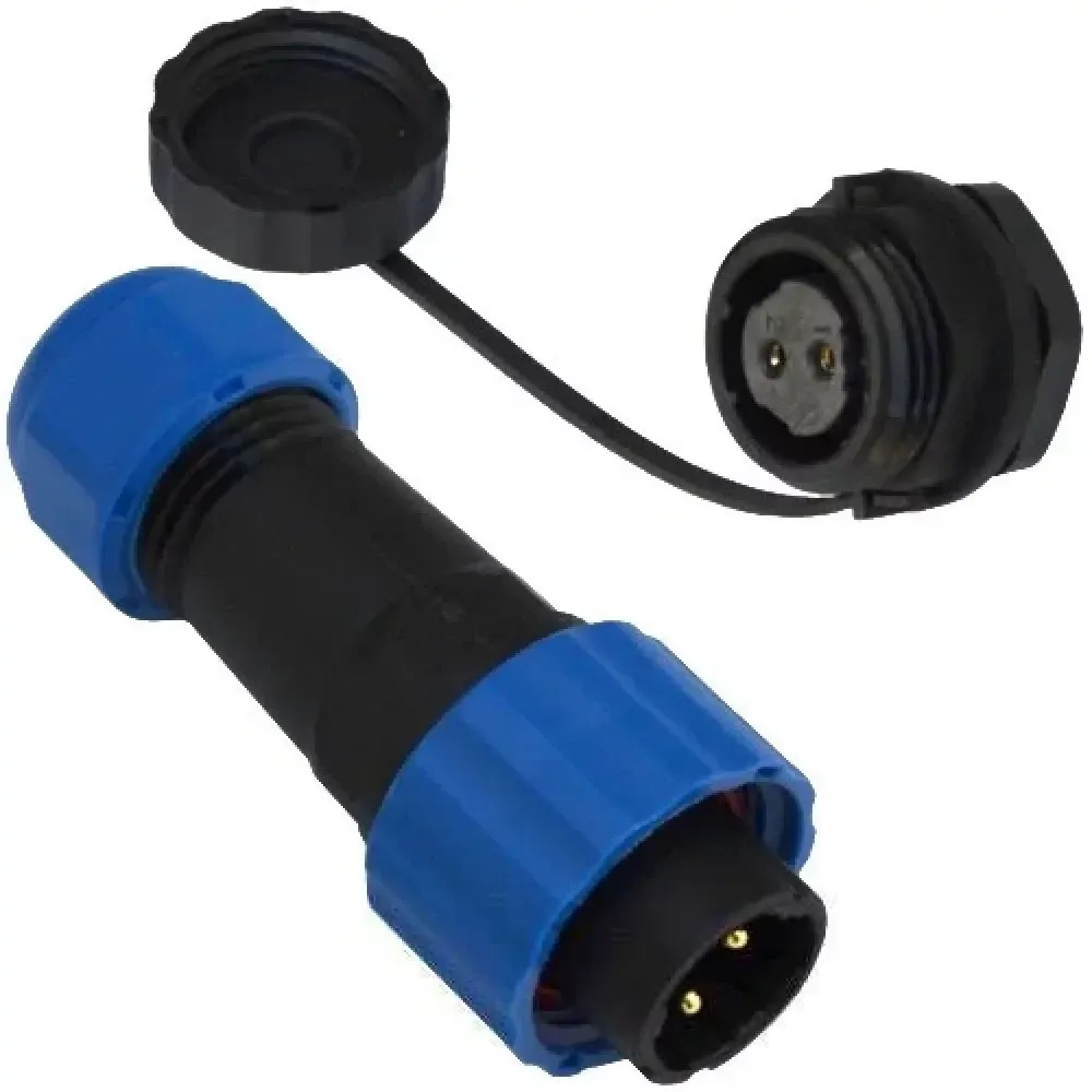 Комплект роз'ємів герметичних 16мм 2pin (штекер кабельний + гніздо монтажне) Полтава - фото 1