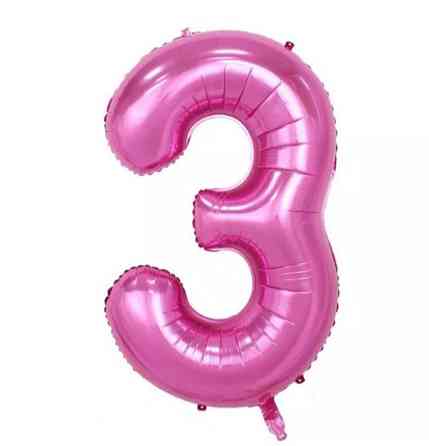 Кулька цифра 3 фольгована 32 дюйма рожевий Київ