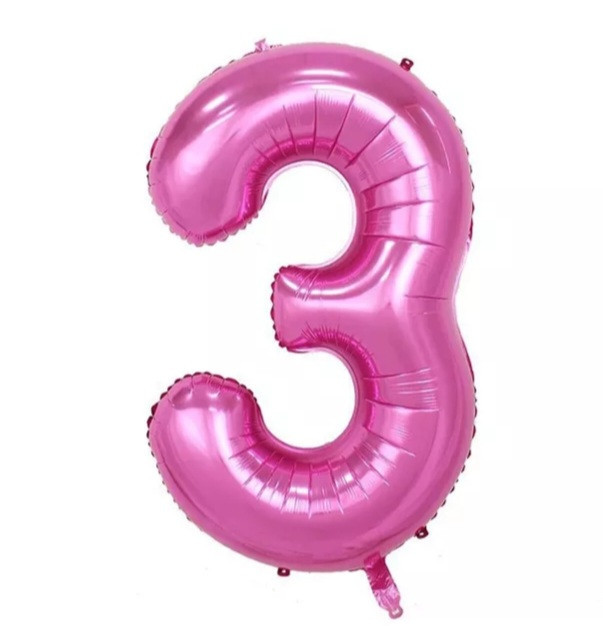 Кулька цифра 3 фольгована 32 дюйма рожевий Київ - фото 1