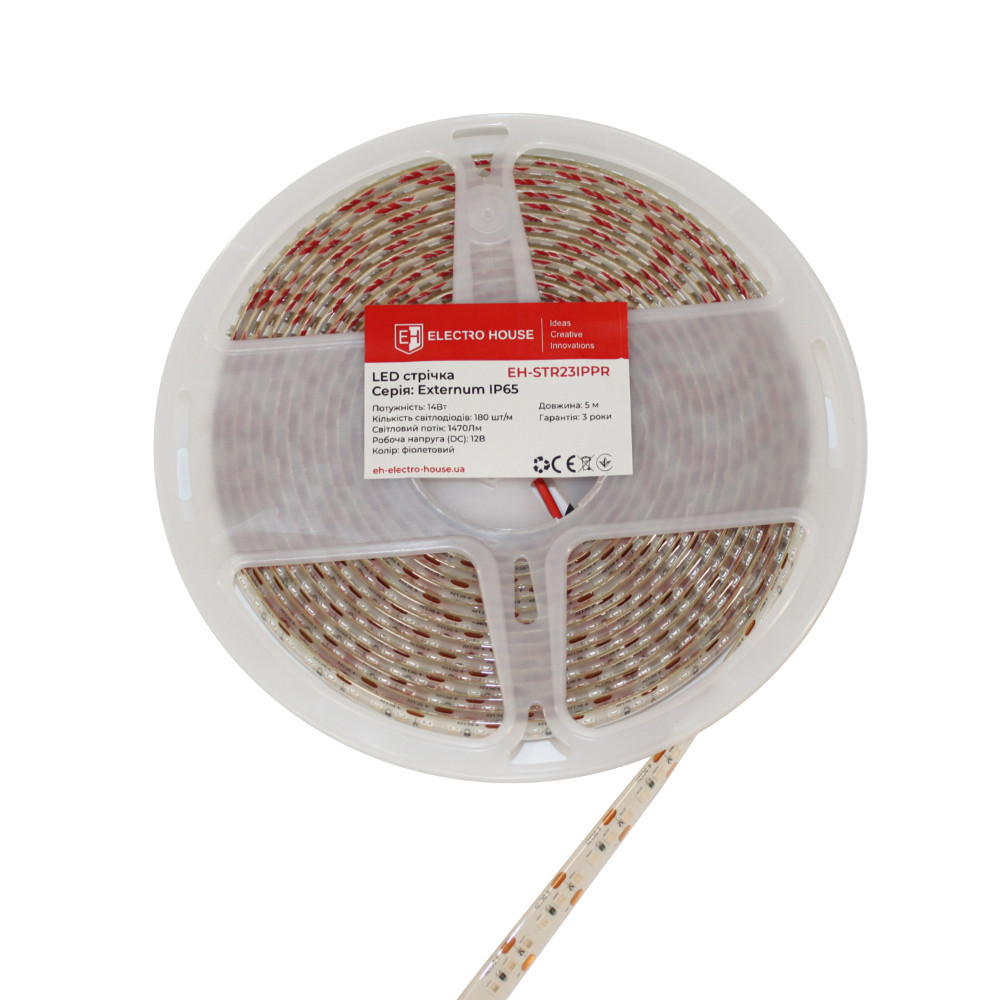 LED стрічка 14Вт 12В 180 діодів, фіолетовий,  IP65 , серія Externum IP65 , гарантія 3 роки Дніпро - фото 3