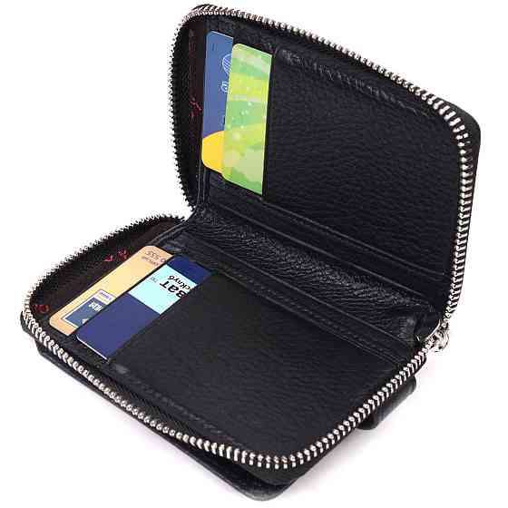 Красивый женский кошелек на молнии из натуральной кожи KARYA 21343 Черный Киев