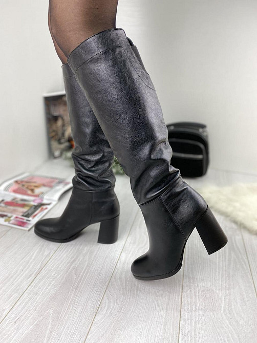 Injers Стильні чоботи зимові жіночі з натуральної шкіри на підборах чорні теплі 754 р. 37-40 17 Коломия - фото 1