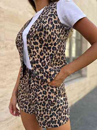 Жіночий літній леопардовий костюм двійка: жилет і шорти турецький джинс Одеса