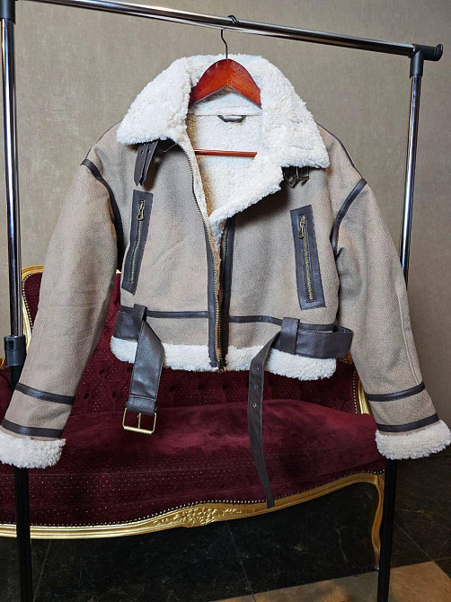 Дубленка женская укороченая Бежевый M Харьков - изображение 2