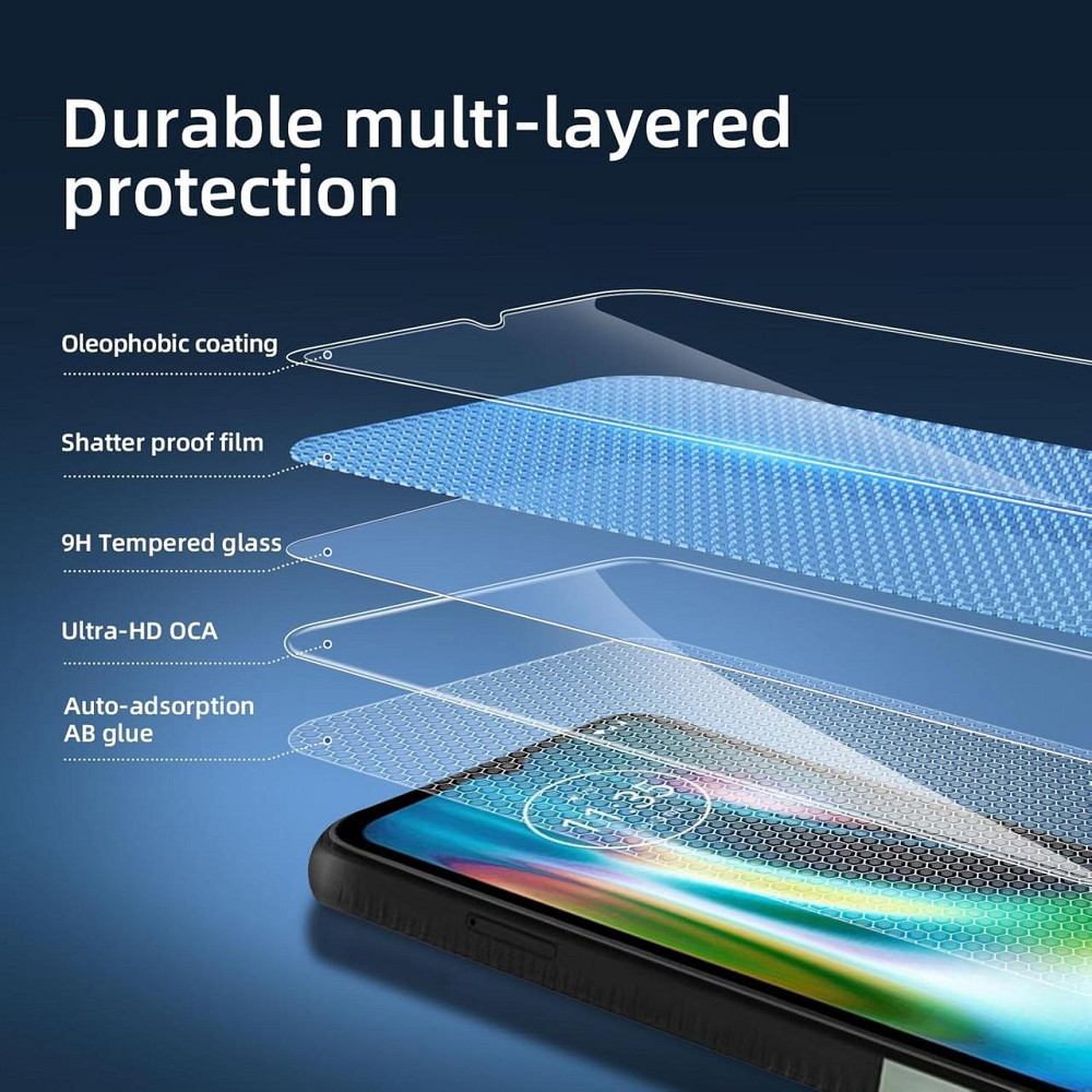 Защитное стекло Motorola Defy (2021) прозрачное 3 шт 9H 0.33 мм без пузырей антибликовое закаленное Киев - изображение 2