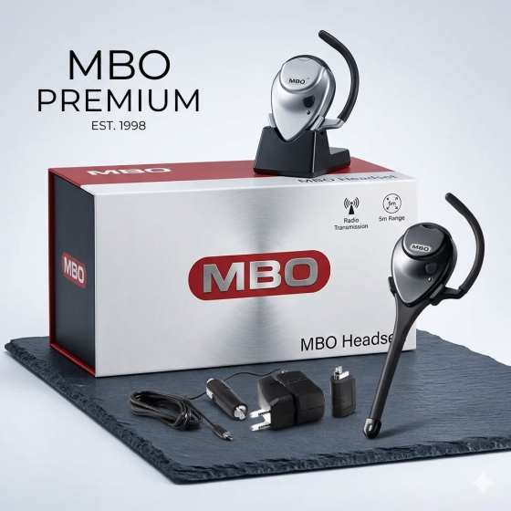 Бездротова радіо-гарнітура MBO для авто та офісу: надійний зв'язок, 2 акумулятори в комплекті, чистий звук без перешкод та дротів Київ