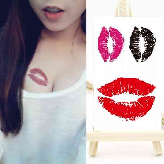 Татуювання наклейки Губи 10 на 6 см різнобарвний Київ