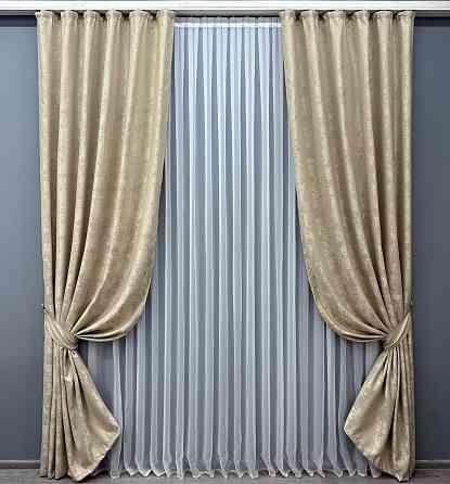 Комплект штор з тканини жаккард колекція "Sultan" Туреччина колір бежевий 871ш Київ