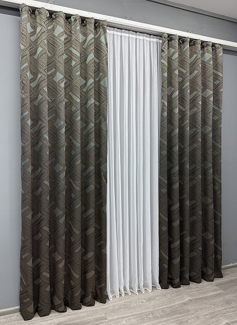 Комплект готовых штор VR-Textil Жаккард Mystery № 1626ш Капучино 150х290 см 2 шт (33-0549) Киев - изображение 4