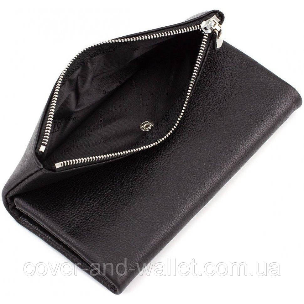 Модный женский длинный кожаный кошелек черного цвета ST Leather 269 Киев - изображение 2