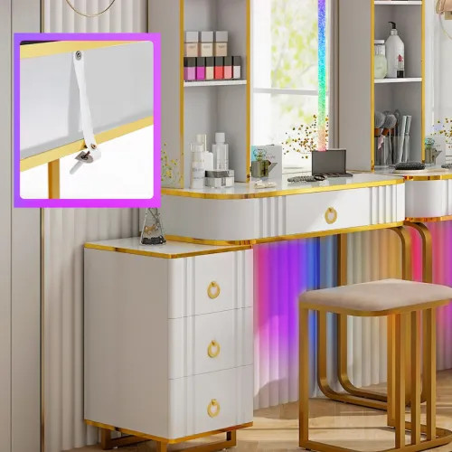 Набір меблів туалетний столик із пуфом LED-підсвітка для спальні та косметики Київ - фото 8