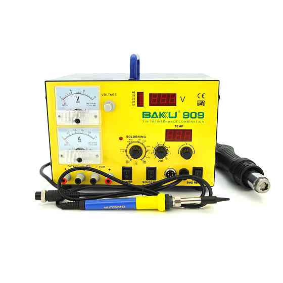 Паяльная станция BAKKU BK-909 цифровая индикация, паяльник + фен, с внутр. БП 0-15В 1А (320*298*238) 4,8 кг Киев