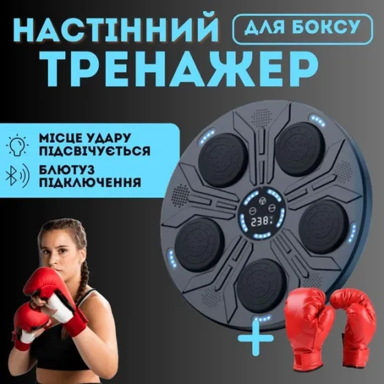 Интерактивный боксерский тренажёр TS-5567 настенный, Bluetooth, музыка, 6 зон, реакция, комплект Одесса