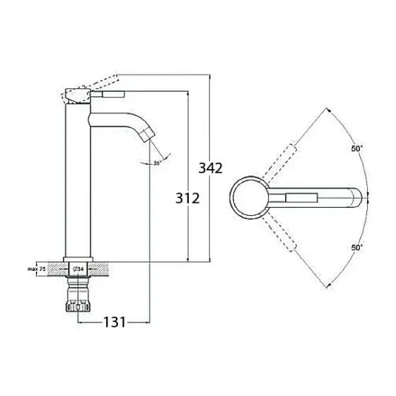 Смеситель для умывальника высокий WEZER EKO11C-01-BLACK черный Киев