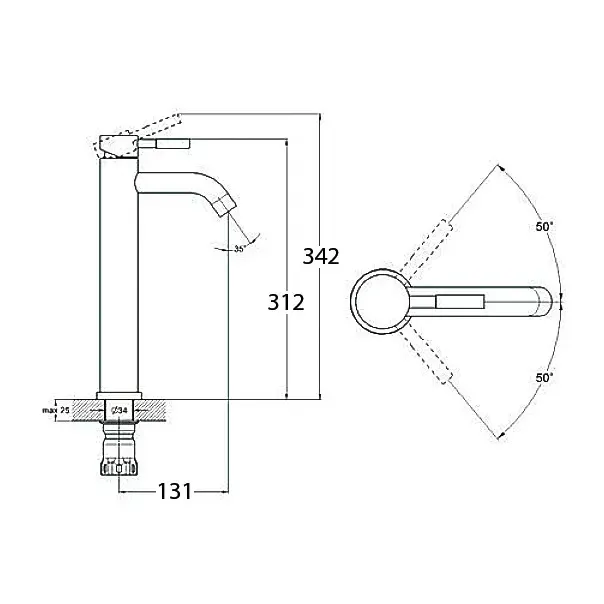Смеситель для умывальника высокий WEZER EKO11C-01-BLACK черный Киев - изображение 3