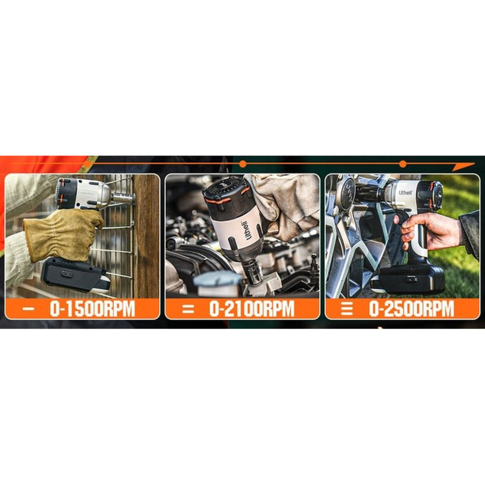 Акумуляторний ударний гайковерт Litheli безщітковий, живлення від павербанку (УМБ Litheli Power Bank 12500 mAh, 45 W, 2А в комплекті) Київ - фото 7