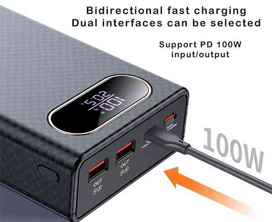 Павербанк корпус 100w для ноутбука ёмкость 30000mAh 21700 PD QC type C. Київ