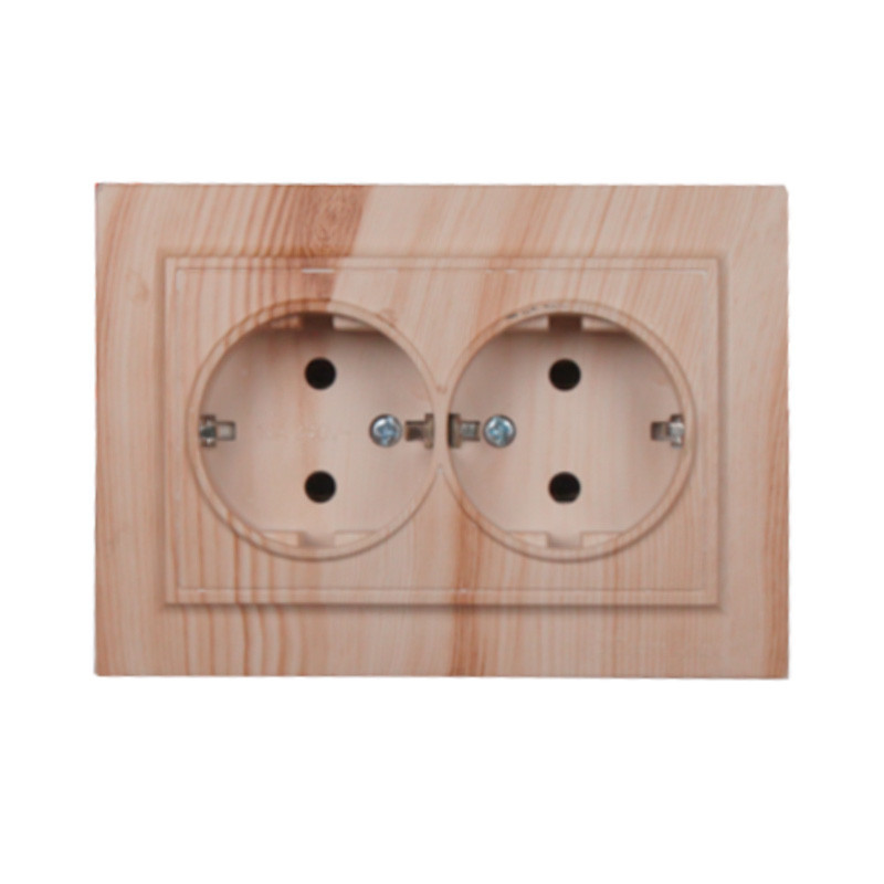 Розетка двойная с заземлением 16А, Enzo белое дерево Днепр - изображение 1