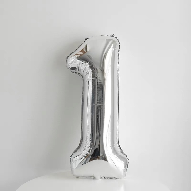 Шарик цифра 1 фольгированная 32 дюйма серебристый Киев - изображение 2