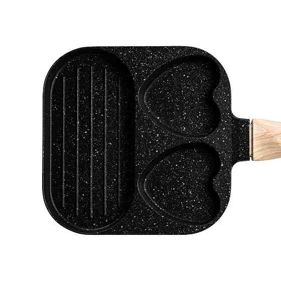 Сковорода квадратна порційна на 3 секції з антипригарним покриттям для всіх плит чорна HP39569B Коломия