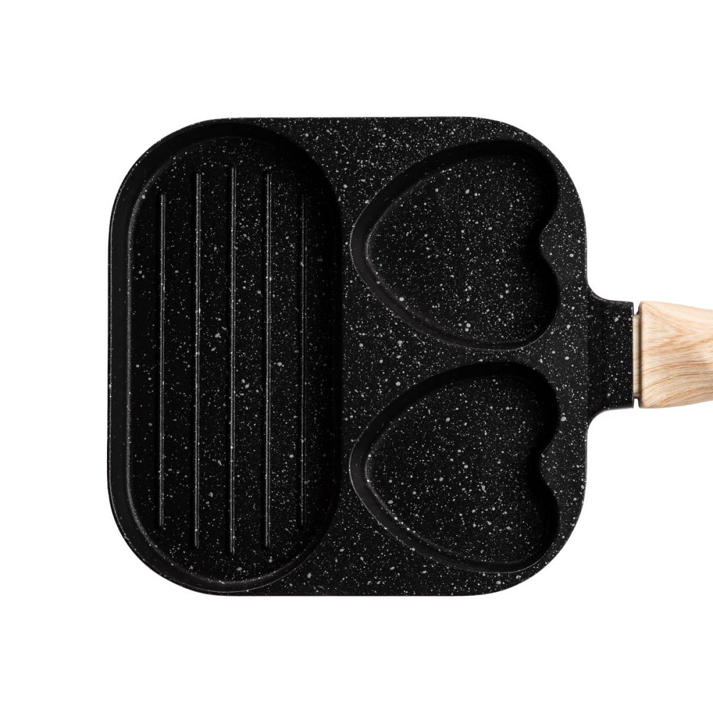 Сковорода квадратна порційна на 3 секції з антипригарним покриттям для всіх плит чорна HP39569B Коломия - фото 5