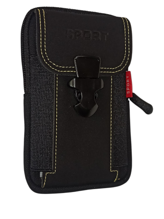 Мужская поясная сумка с карабином 2 кармана 18 на 10 см черный Киев