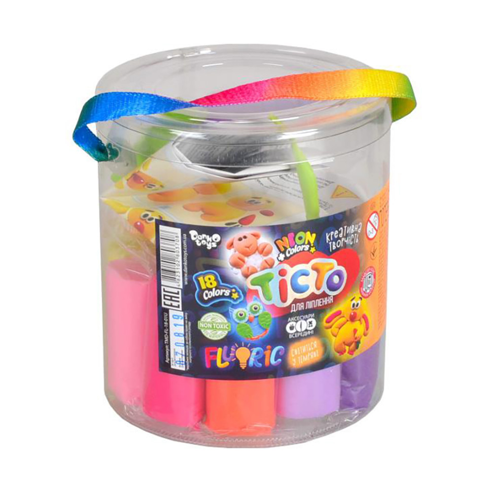 Креативна творчість "Тісто для ліплення "FLUORIC" TMD-FL-18-01U 18 кольорів Вінниця - фото 1