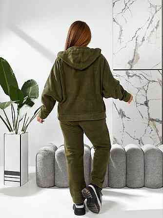 Жіночий теплий костюм-двійка: кофта та штани батал двосторонній фліс Полар Хакі, 58/60 Одеса